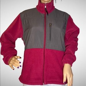 Columbia Magenta and Gray Fleece Jacket Coat with Front Panels Size Medium VGC